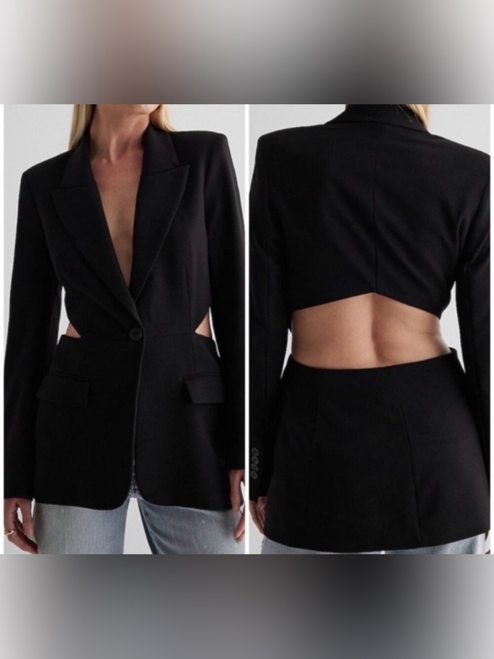 Express Black Cutout Back Blazer Jacket